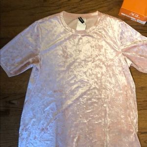 H&M rose blush pink velvet tee tunic NWT size m